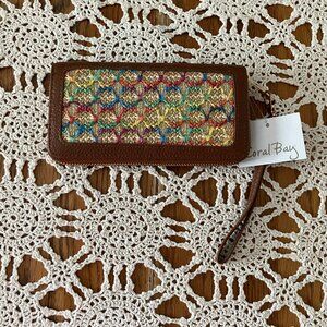 New Coral Bay Wristlet Wallet Woven Glitter Multi-Color Panels